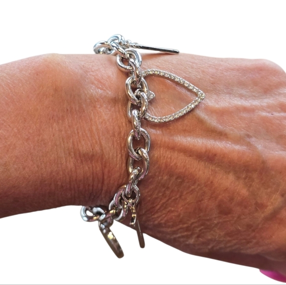 Guess Silvertone Adjustable Lariat Charm Bracelet - Picture 3 of 6